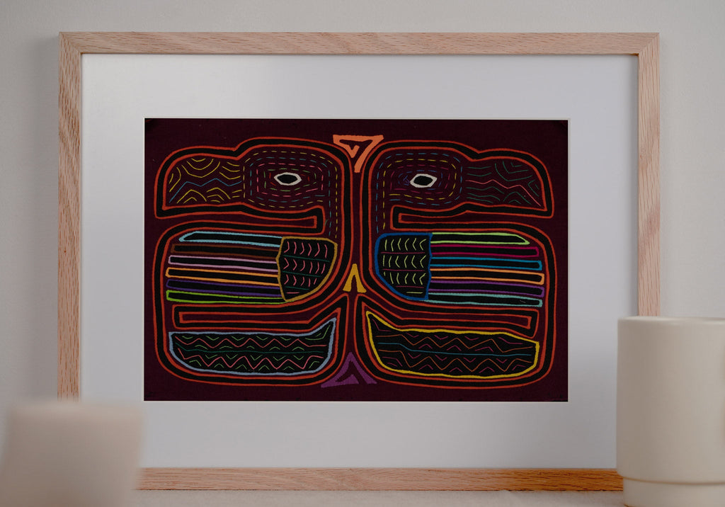Burgundy Red Two Toucan Optical Illusion Mola