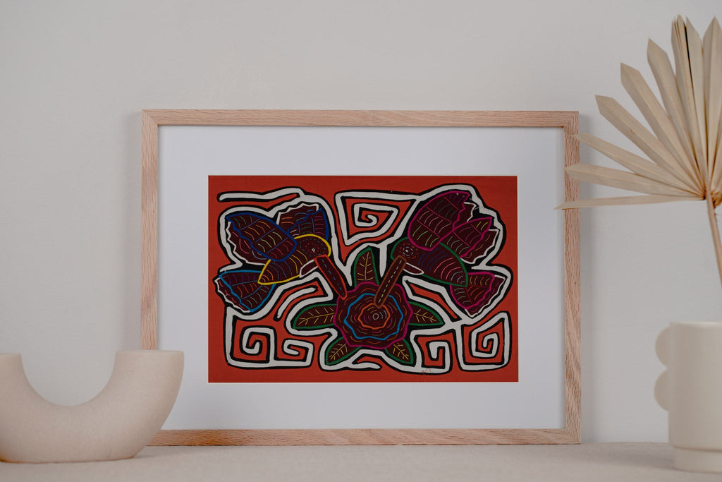 Orange and White Duel Hummingbird and Flower Mola