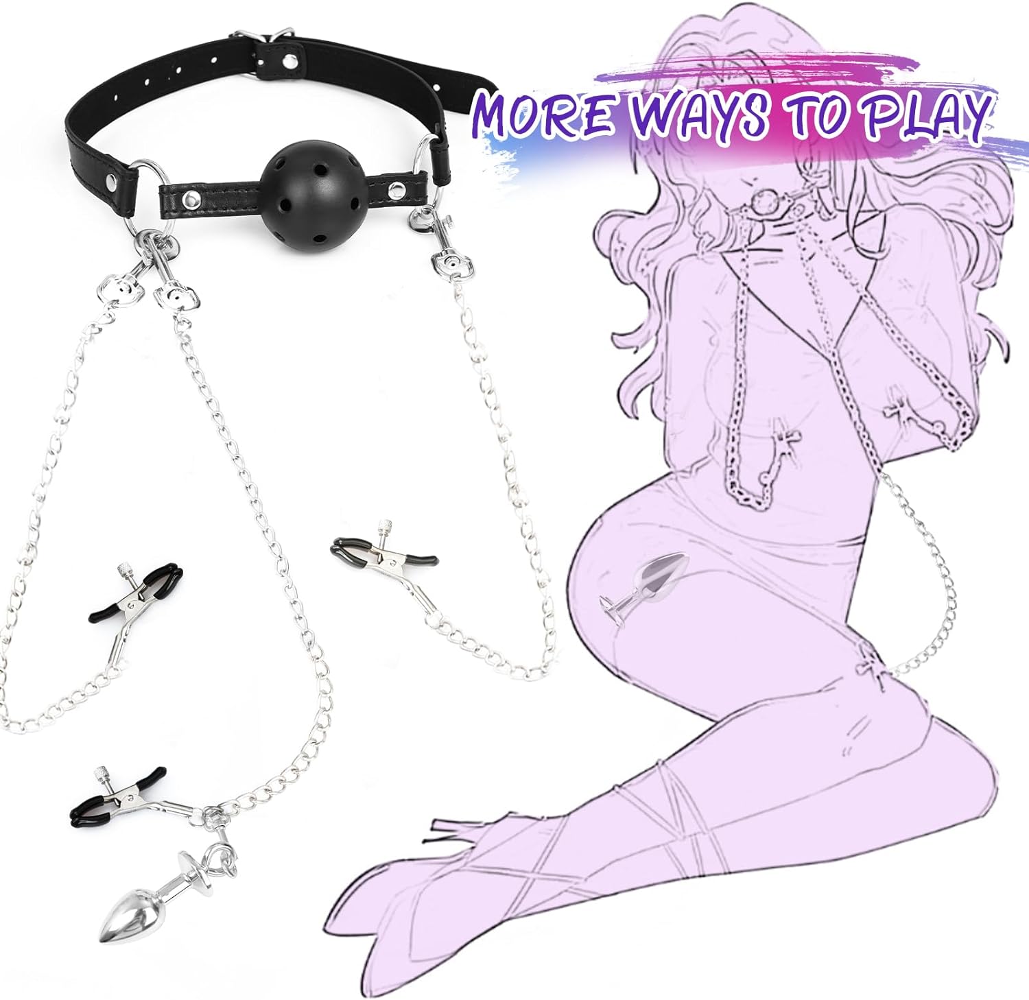 NobleBond BDSM Nipple Clamps Gag Set