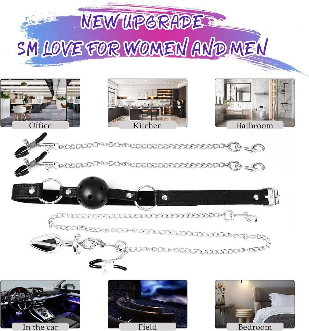 NobleBond BDSM Nipple Clamps Gag Set