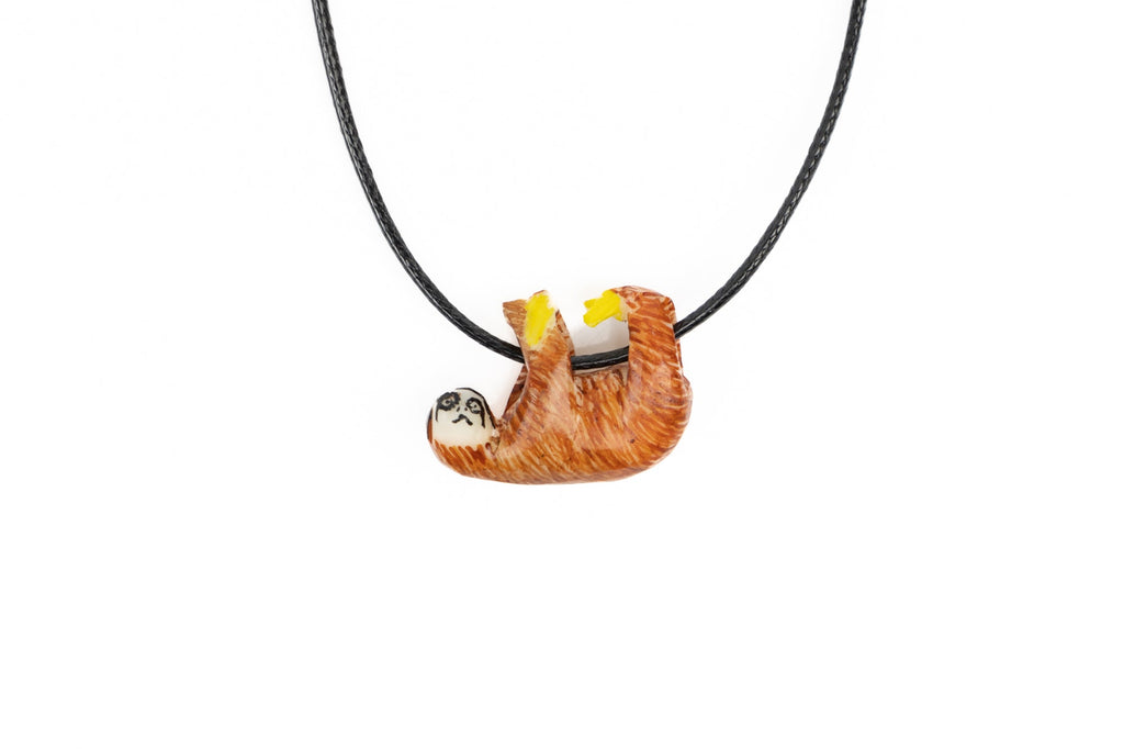 Orange Sloth Tagua Necklace