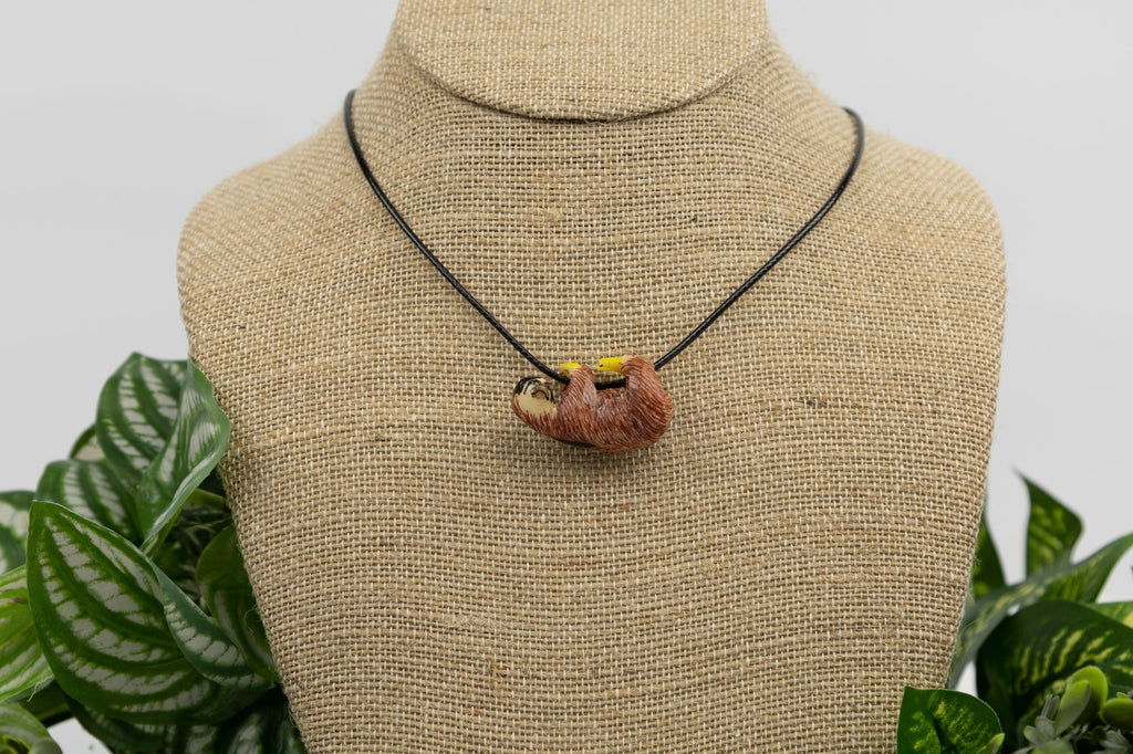 Orange Sloth Tagua Necklace