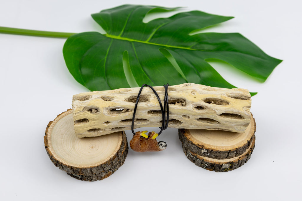 Orange Sloth Tagua Necklace
