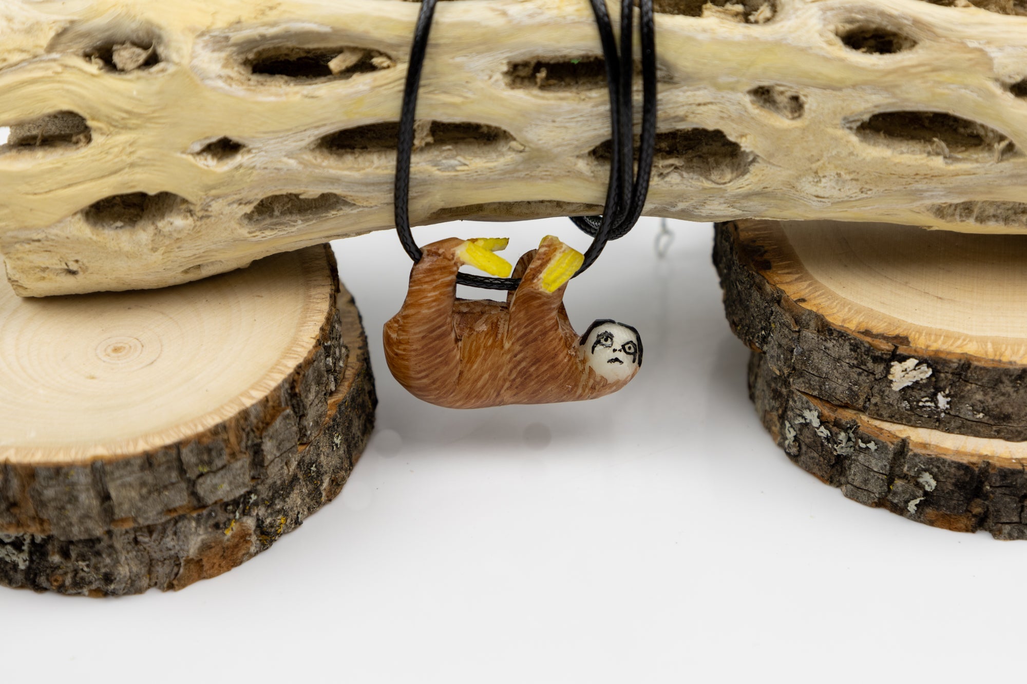 Orange Sloth Tagua Necklace