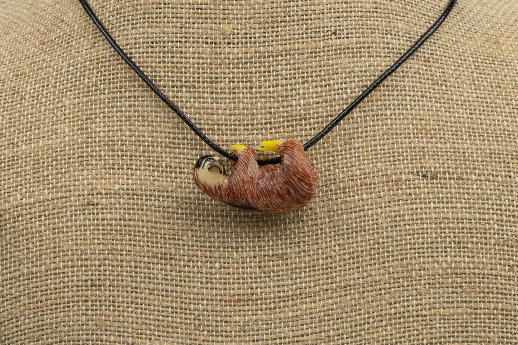 Orange Sloth Tagua Necklace