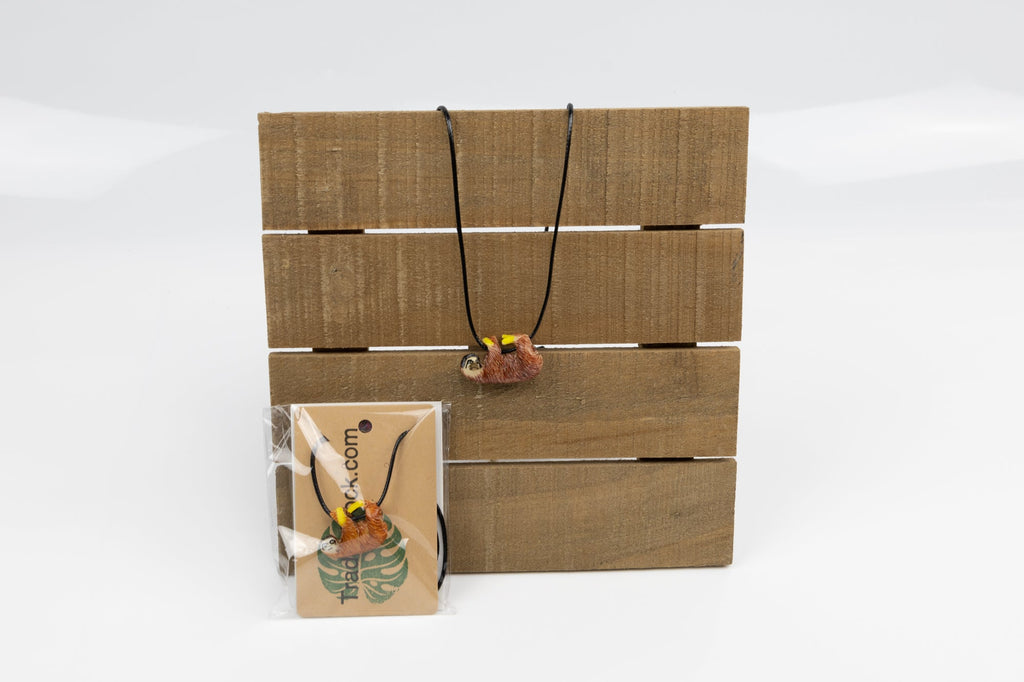 Orange Sloth Tagua Necklace