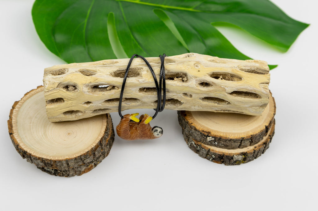 Orange Sloth Tagua Necklace