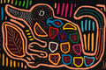 Peach And Black Pinocchio Of The Rainforest Mola