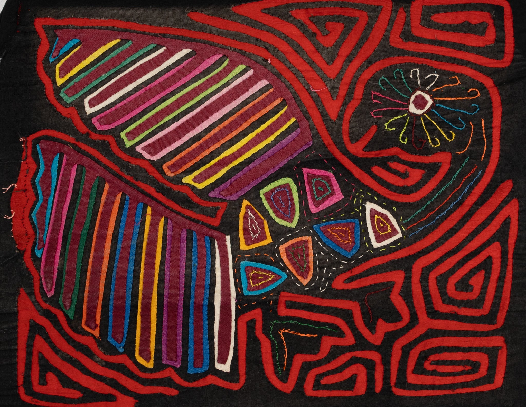 Vintage Black And Red Elegant Rainbow Wing Bird Mola