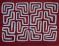 Maroon And Blue Critter In The Maze Machine Stitch Mola