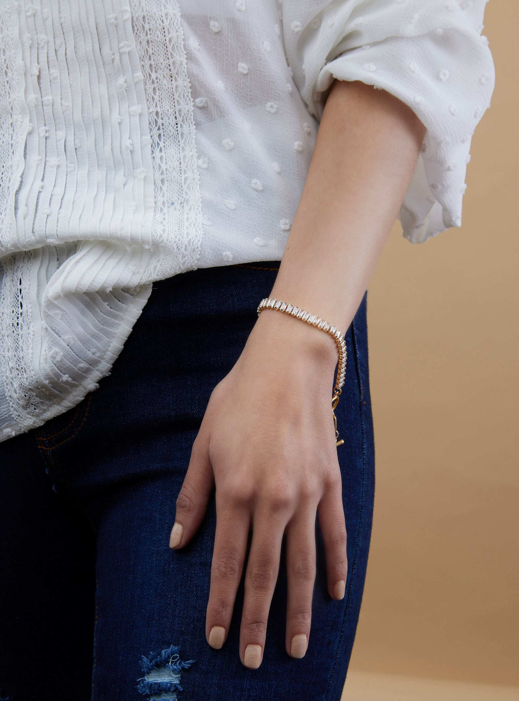 Buckle Bracelet - Zircon and chain