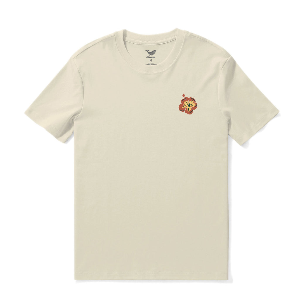 Camiseta Hawaiana de Hombre Estampado Palmeras al Atardecer Cuello Redondo 100% Algodón