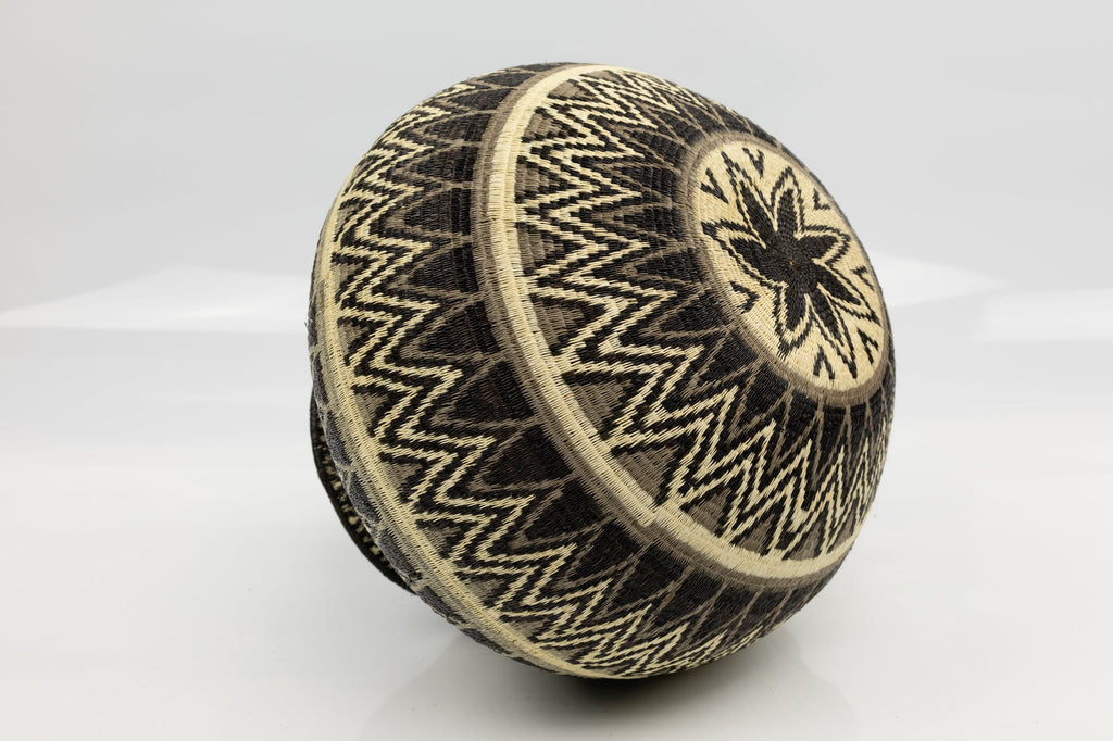 Wounaan Indian Hand Woven Black and White and Gray Panama Basket