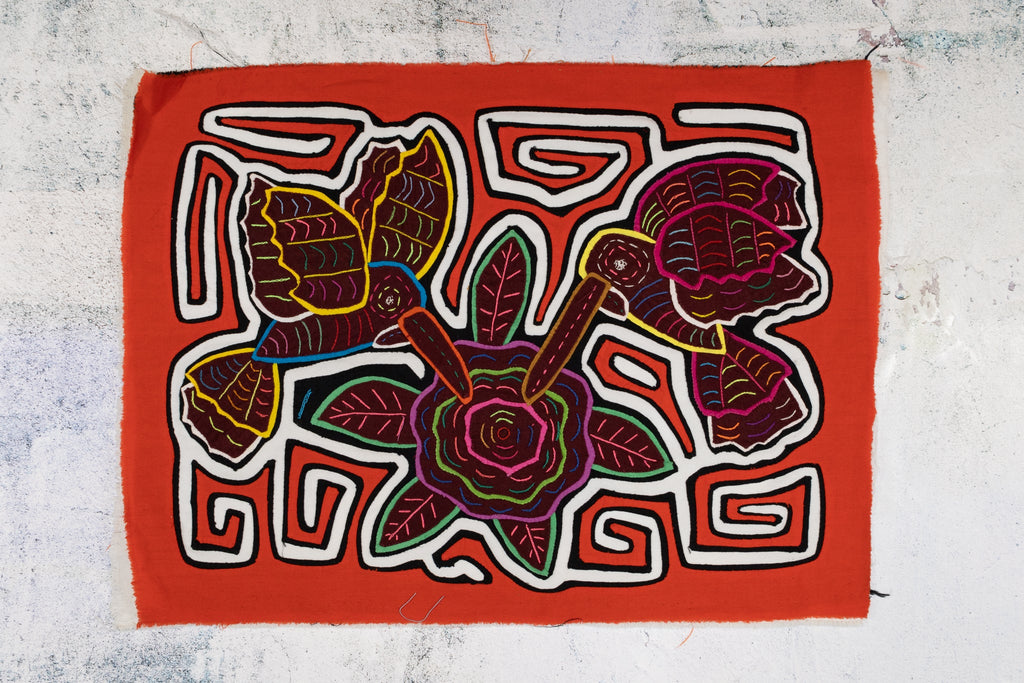 Orange Duel Hummingbird and Flower Mola