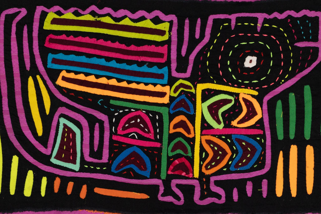 Vintage Black and Purple Puppy Dog Mola