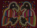 Burgundy Bird Playing Footsie Mola