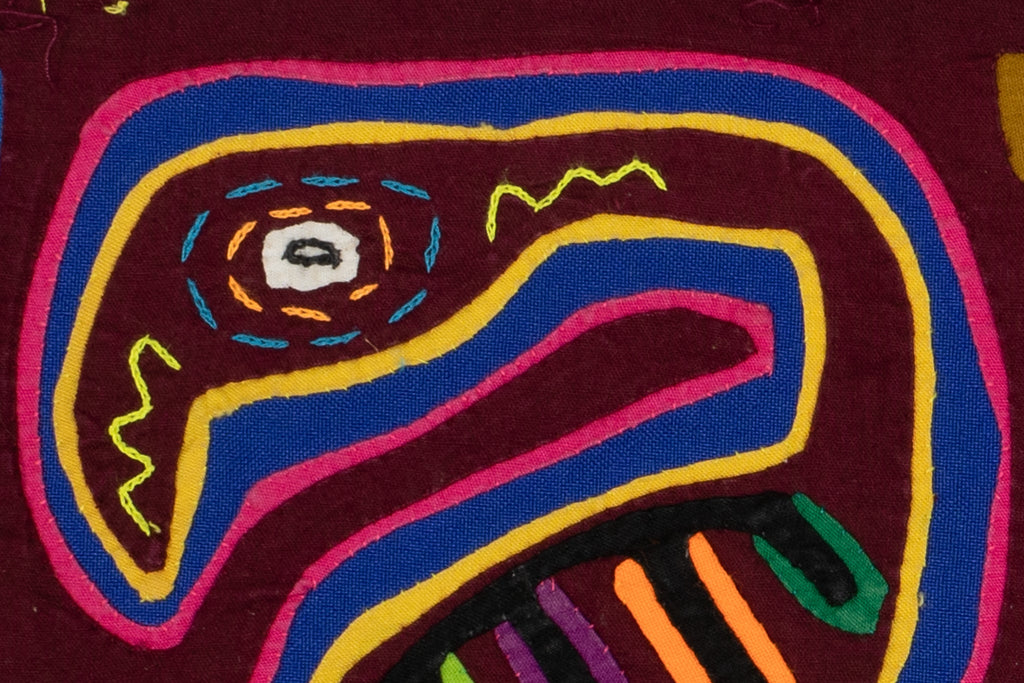 Vintage Burgundy Pink Blue Two-Headed Worms Mola