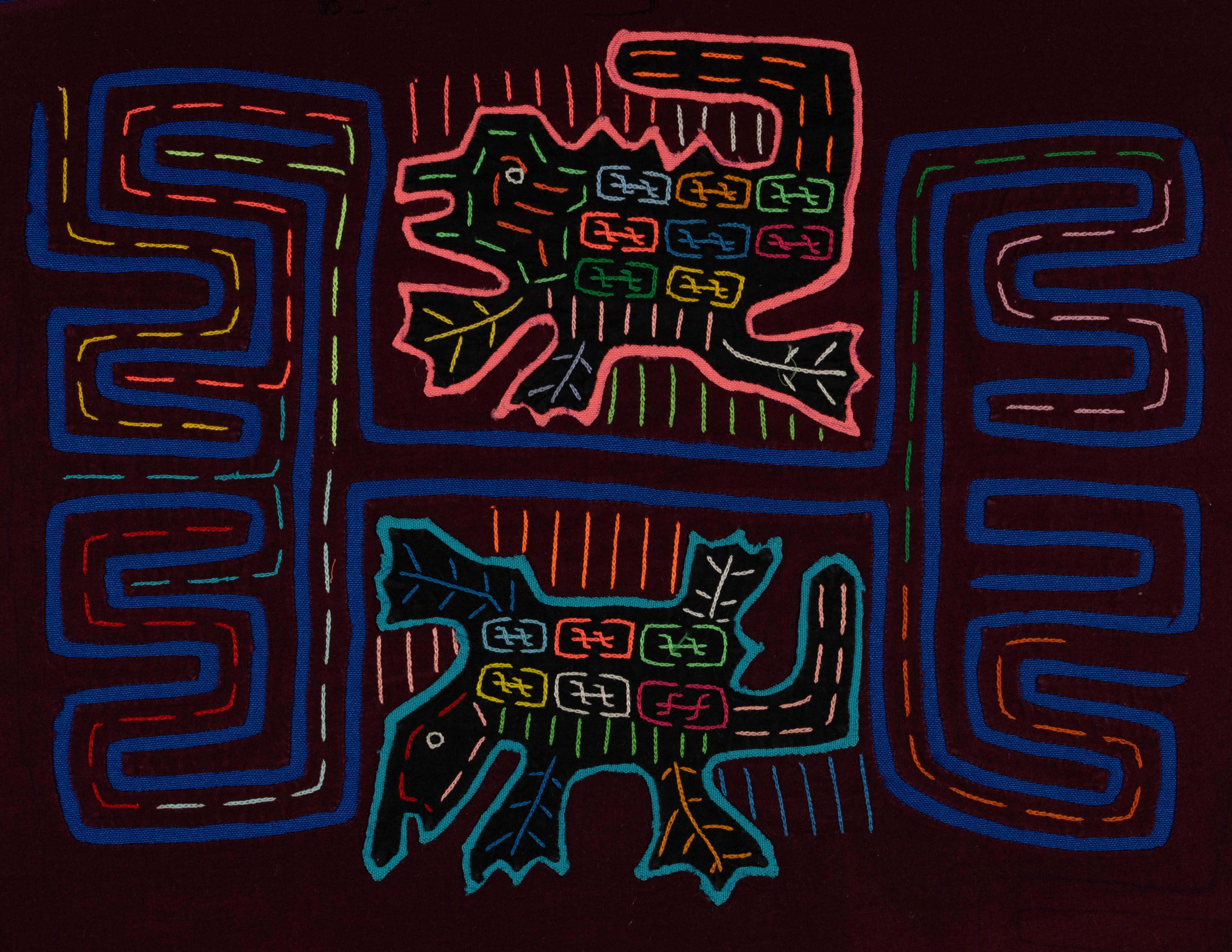 Blue And Burgundy Jungle Critter Mola