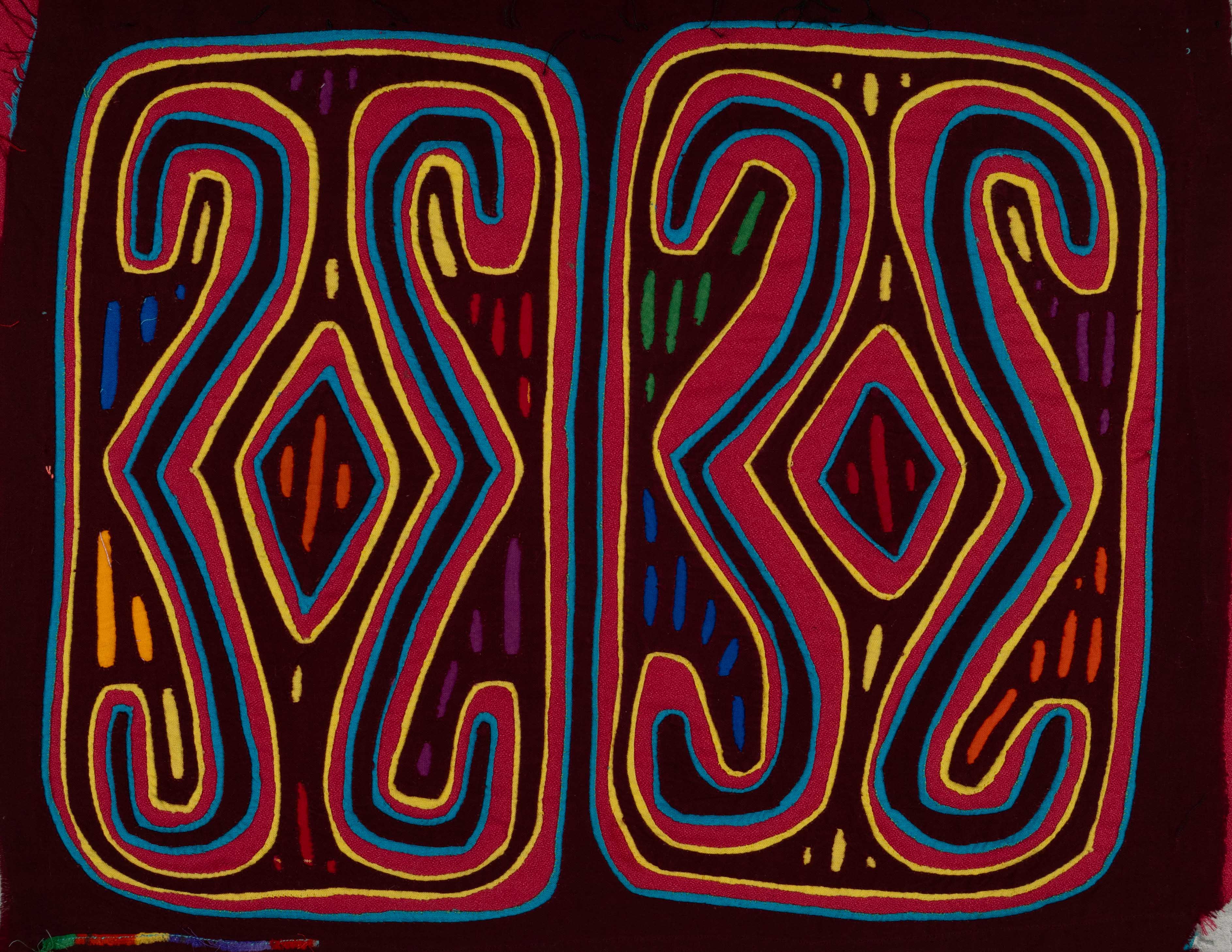 Red Yellow And Blue Classic Design Kuna Mola