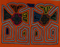 Orange And Light Blue Classic Design Kuna Mola