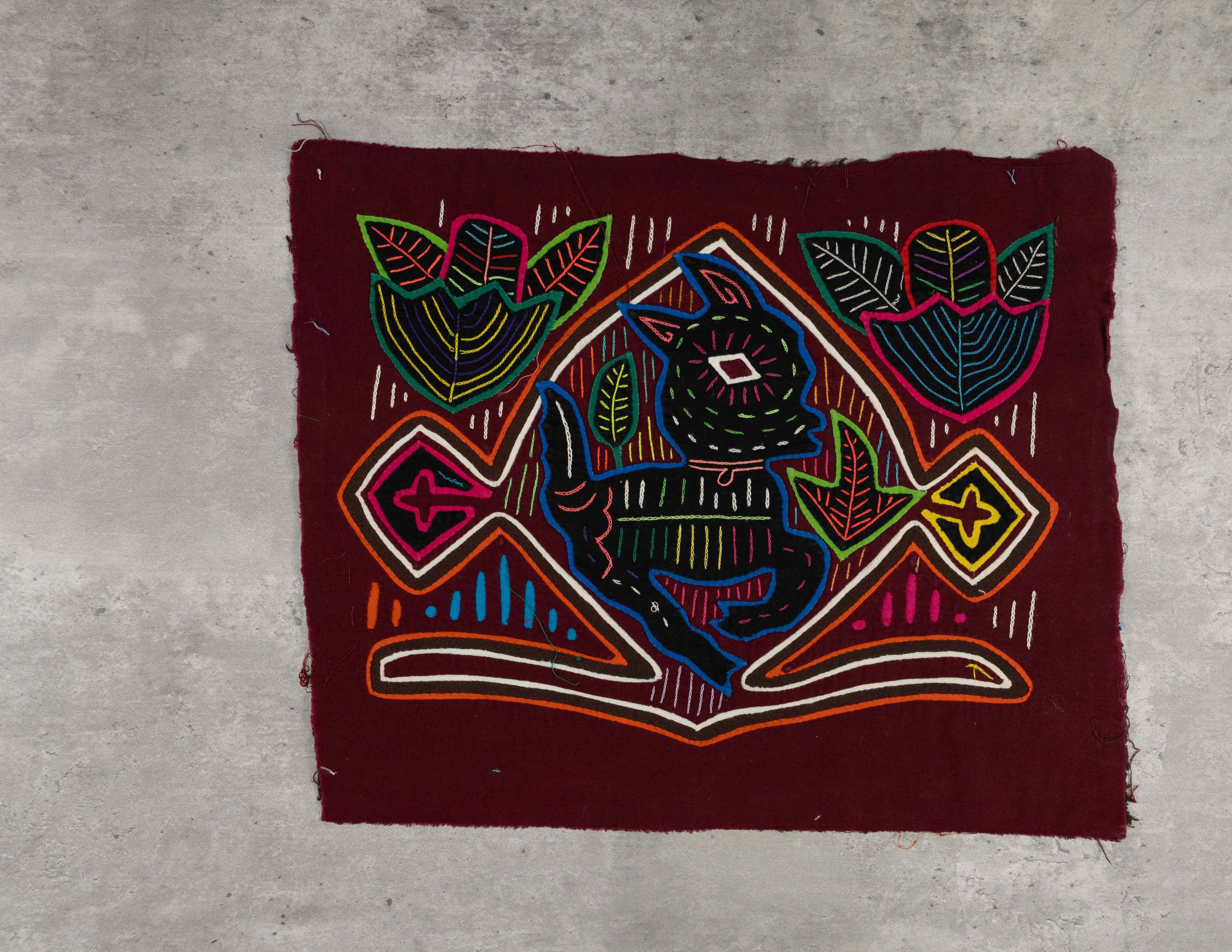 Burgundy And Rainbow Prancing Puppy Dog Mola