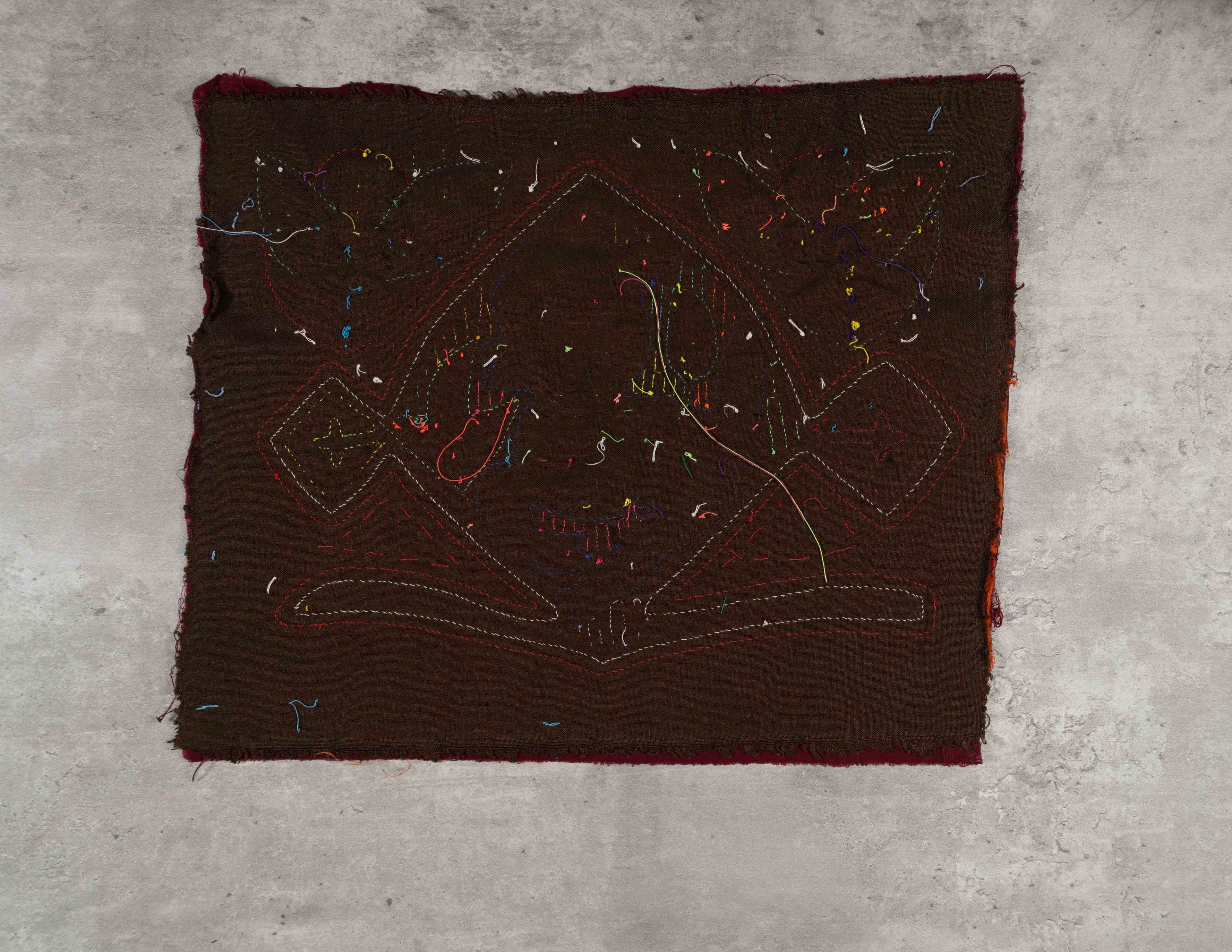 Burgundy And Rainbow Prancing Puppy Dog Mola