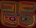 Burgundy And Yellow 25 Bird Head Mola