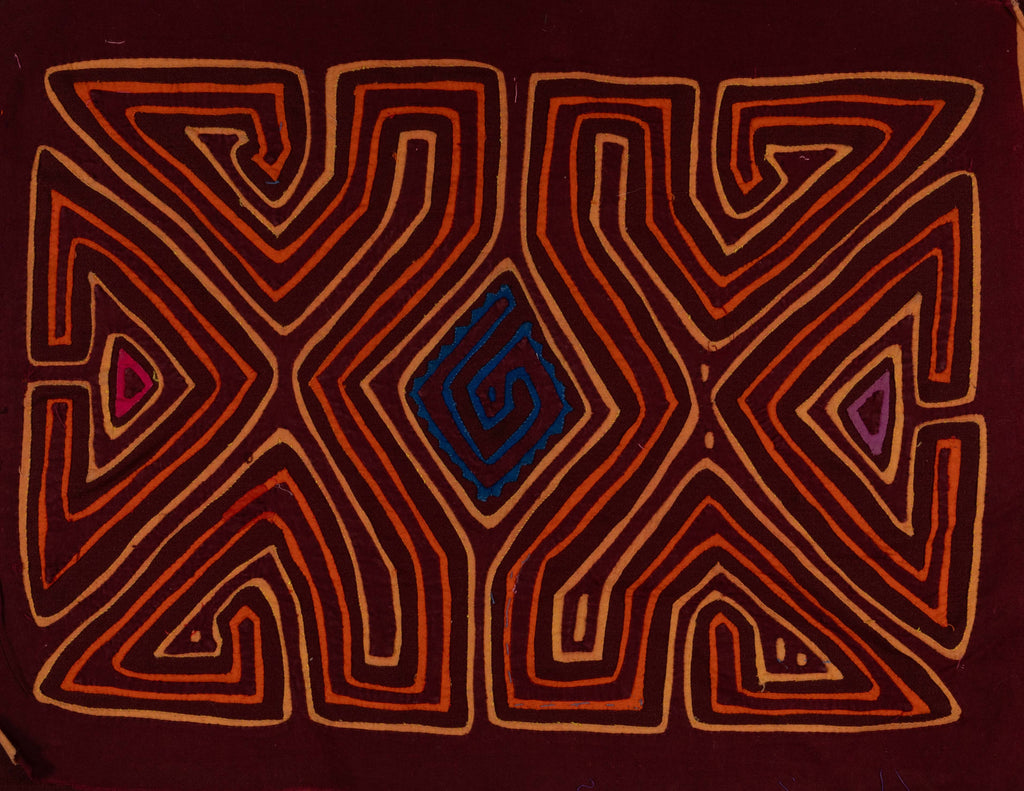 Burgundy Orange And Blue Optical Illusion Mola