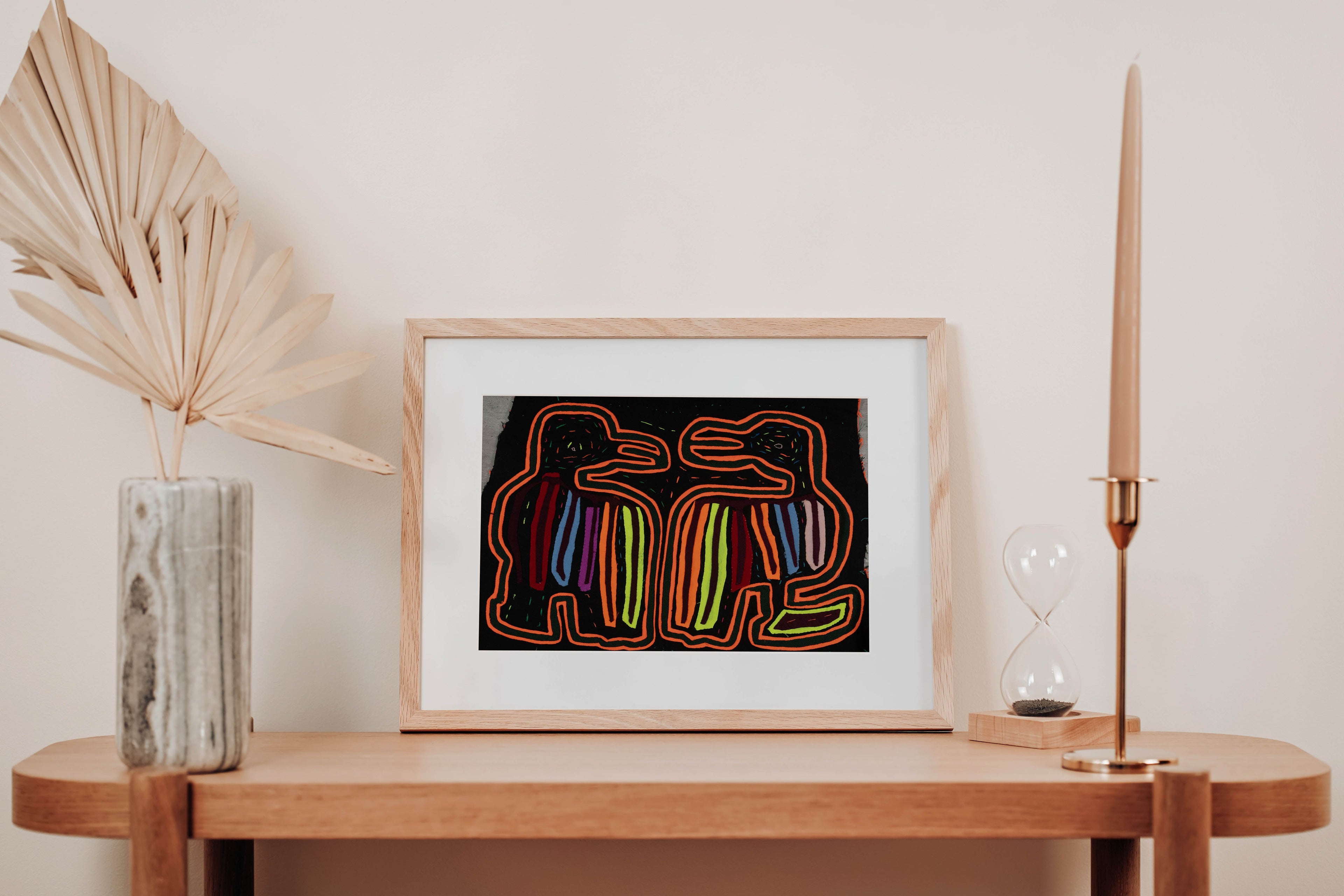BARGAIN Black And Neon Orange Gossip Bird Kuna Mola