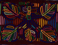 Burgundy And Blue Jungle Floral Flower Mola