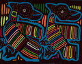 Burgundy And Turquoise Optical Illusion Bird Mola