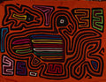 Orange And Black Duck Bird And Fish Mola