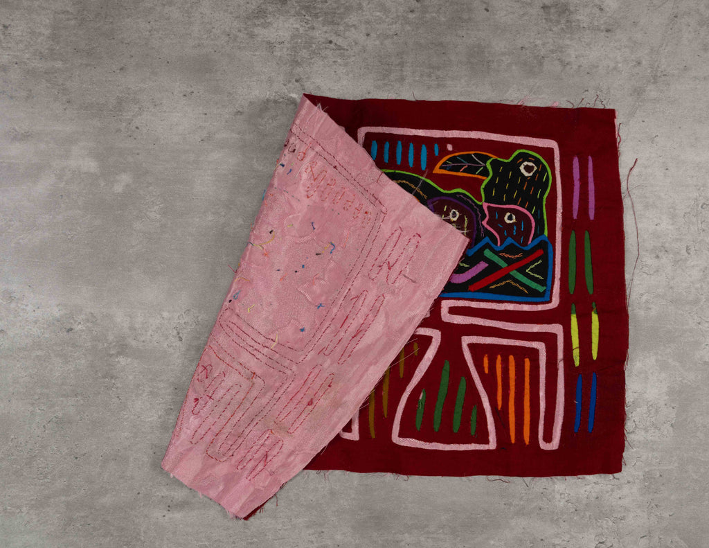 Burgundy And Pink Bird Nest Mola