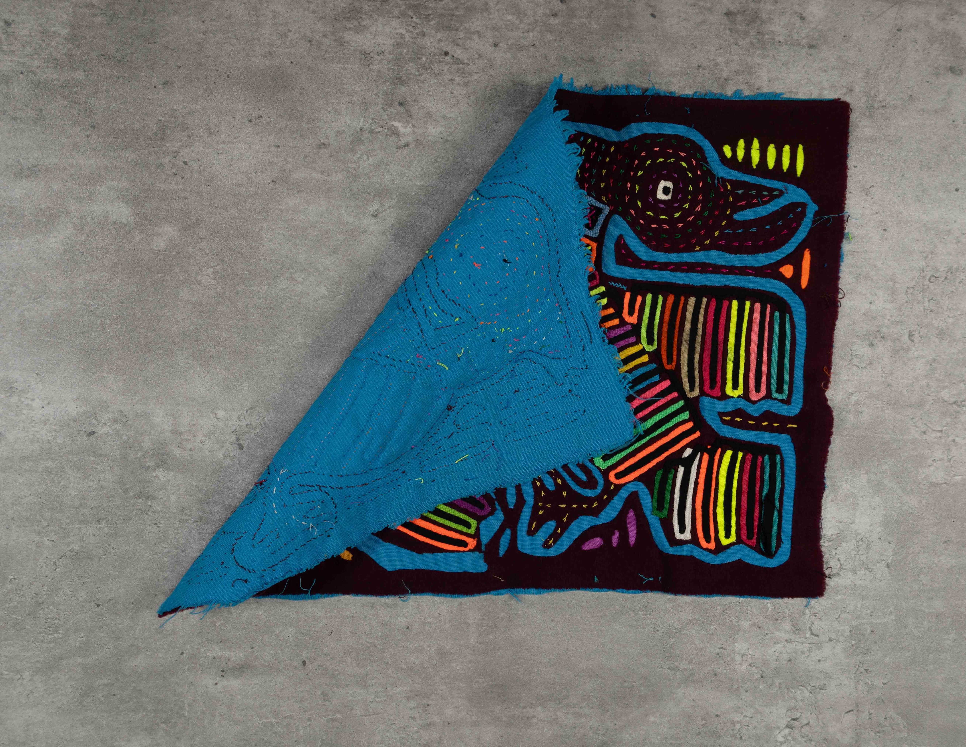 Burgundy And Turquoise Optical Illusion Bird Mola