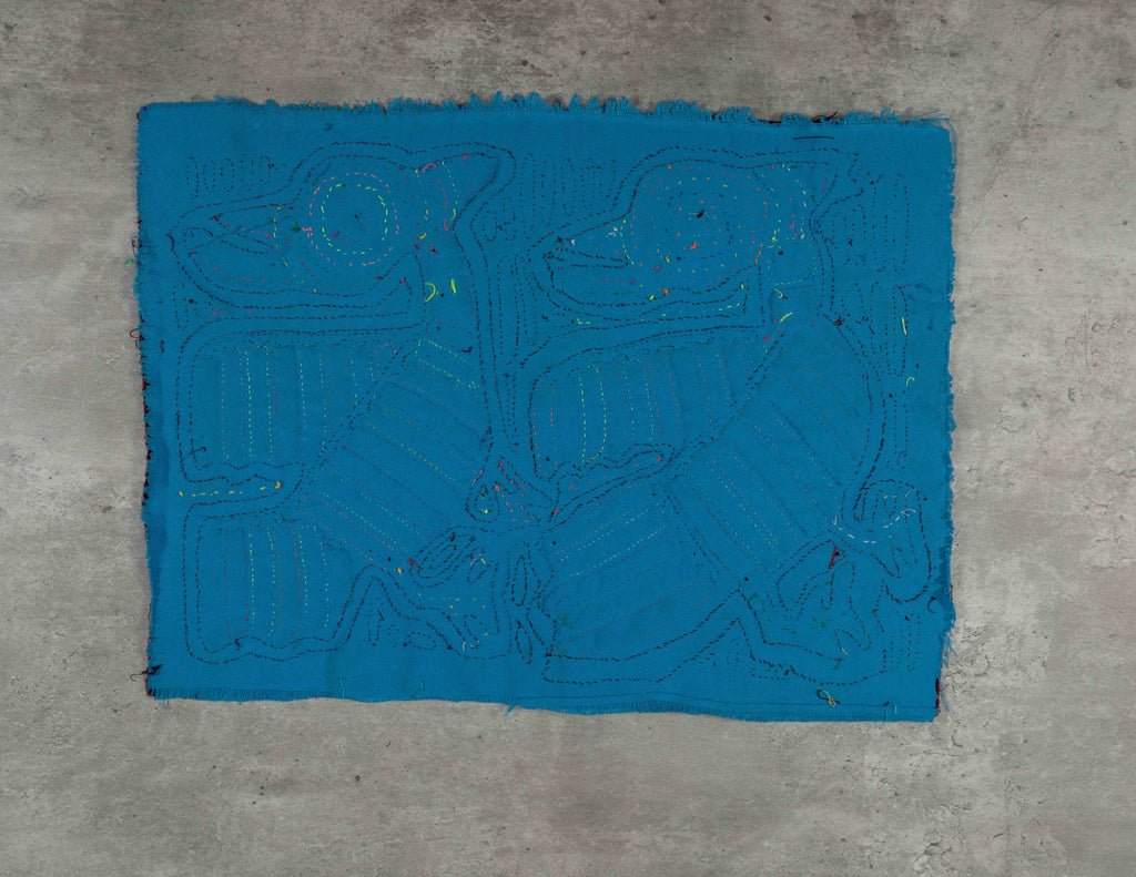 Burgundy And Turquoise Optical Illusion Bird Mola