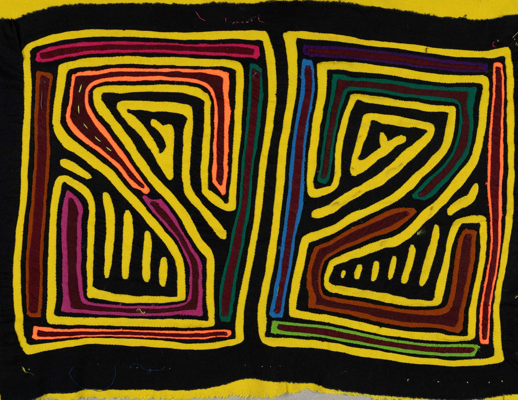 Black And Yellow Classic Kuna Design Mola