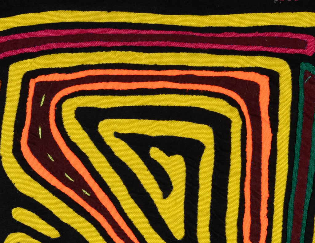 Black And Yellow Classic Kuna Design Mola