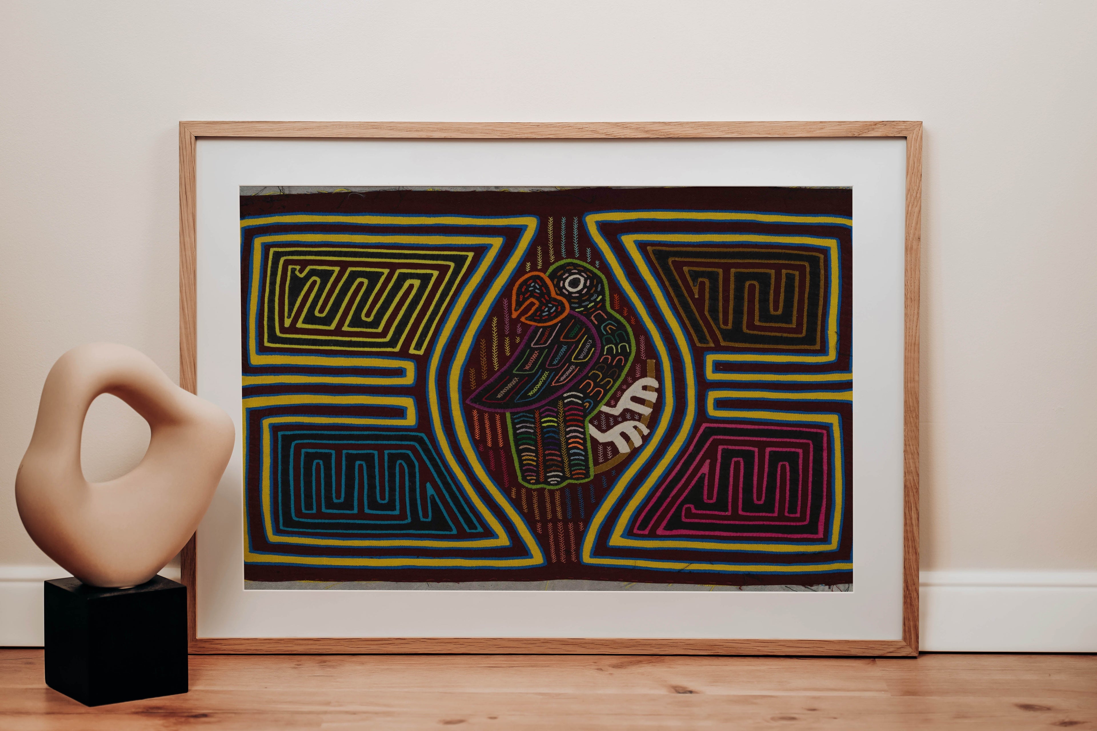 Maroon Yellow And Blue Birdcage Mola