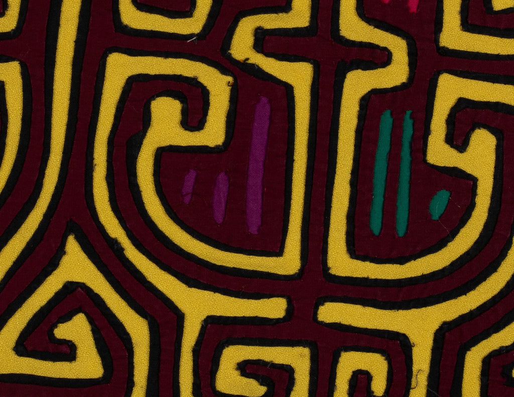 Burgundy And Gold Classic Kuna Design Mola