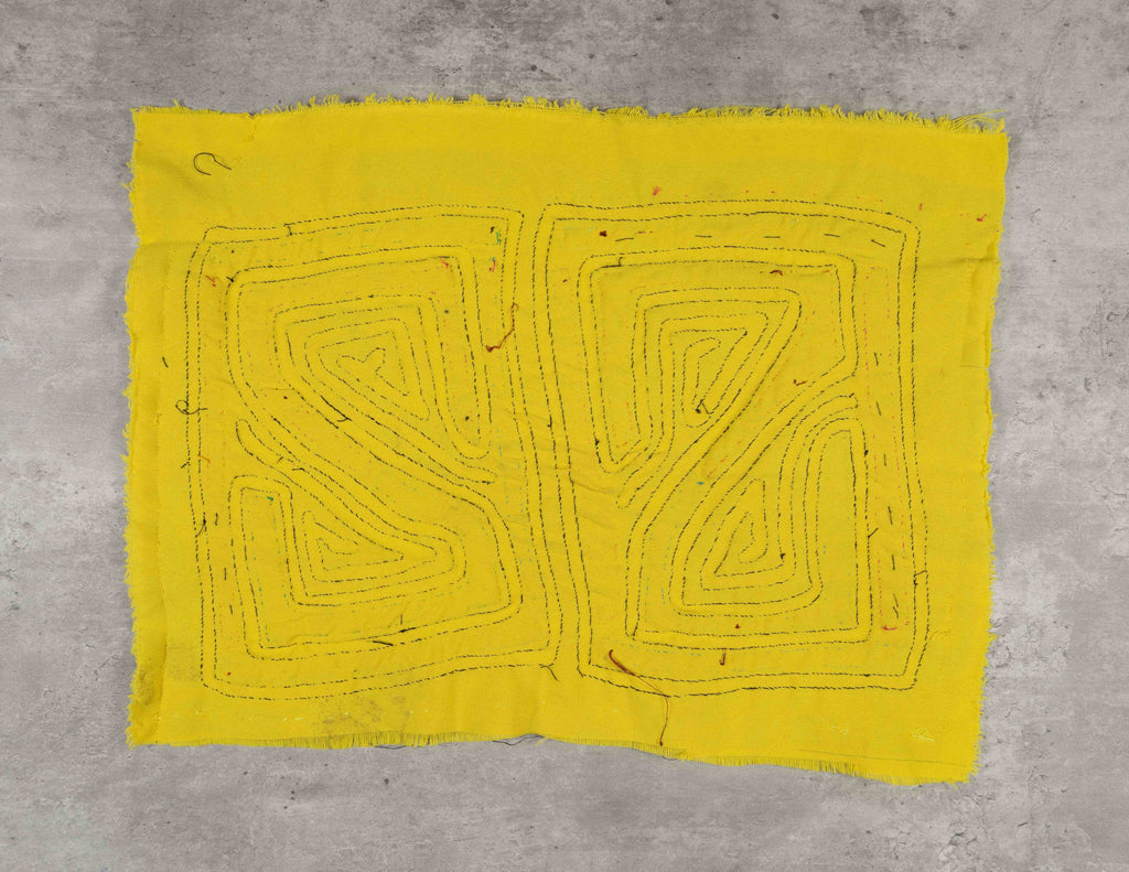 Black And Yellow Classic Kuna Design Mola