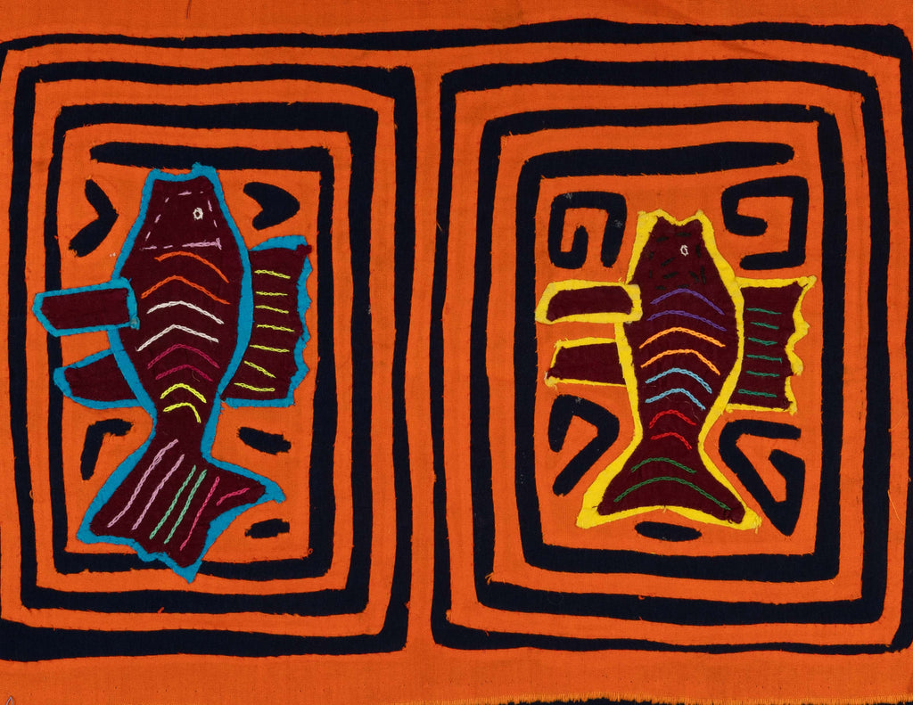 Vintage Orange And Black Fish Mola