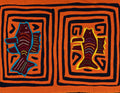Vintage Orange And Black Fish Mola