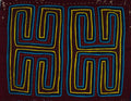 Burgundy Blue And Yellow Classic Kuna Design Mola