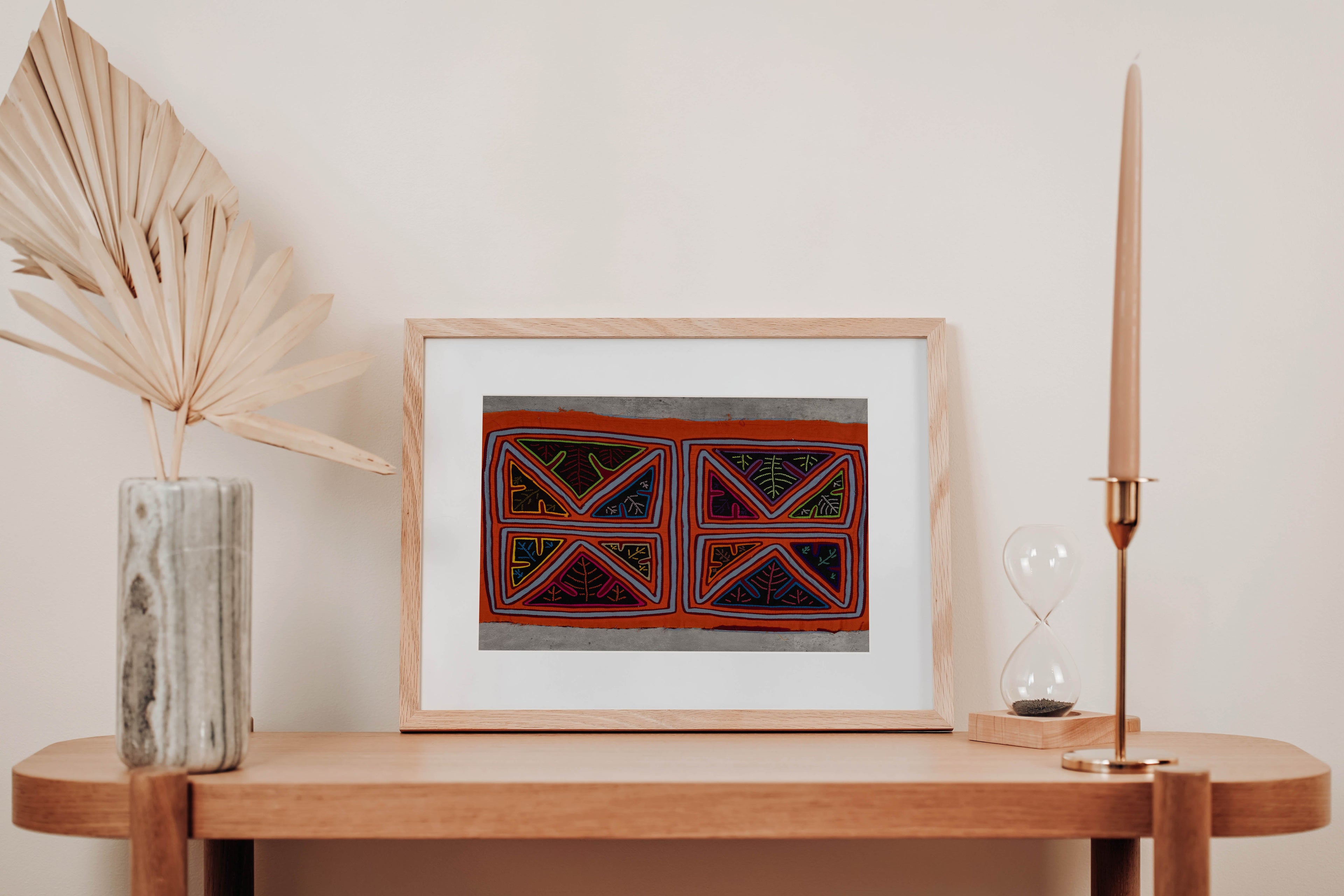 Orange And Light Blue Classic Design Kuna Mola