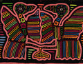 Black And Pink Aerial Bird Combat Mola