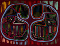 Maroon And Blue Gourd With Bird Mola