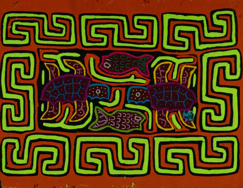 Orange And Chartreuse Fish And Turtle Mola