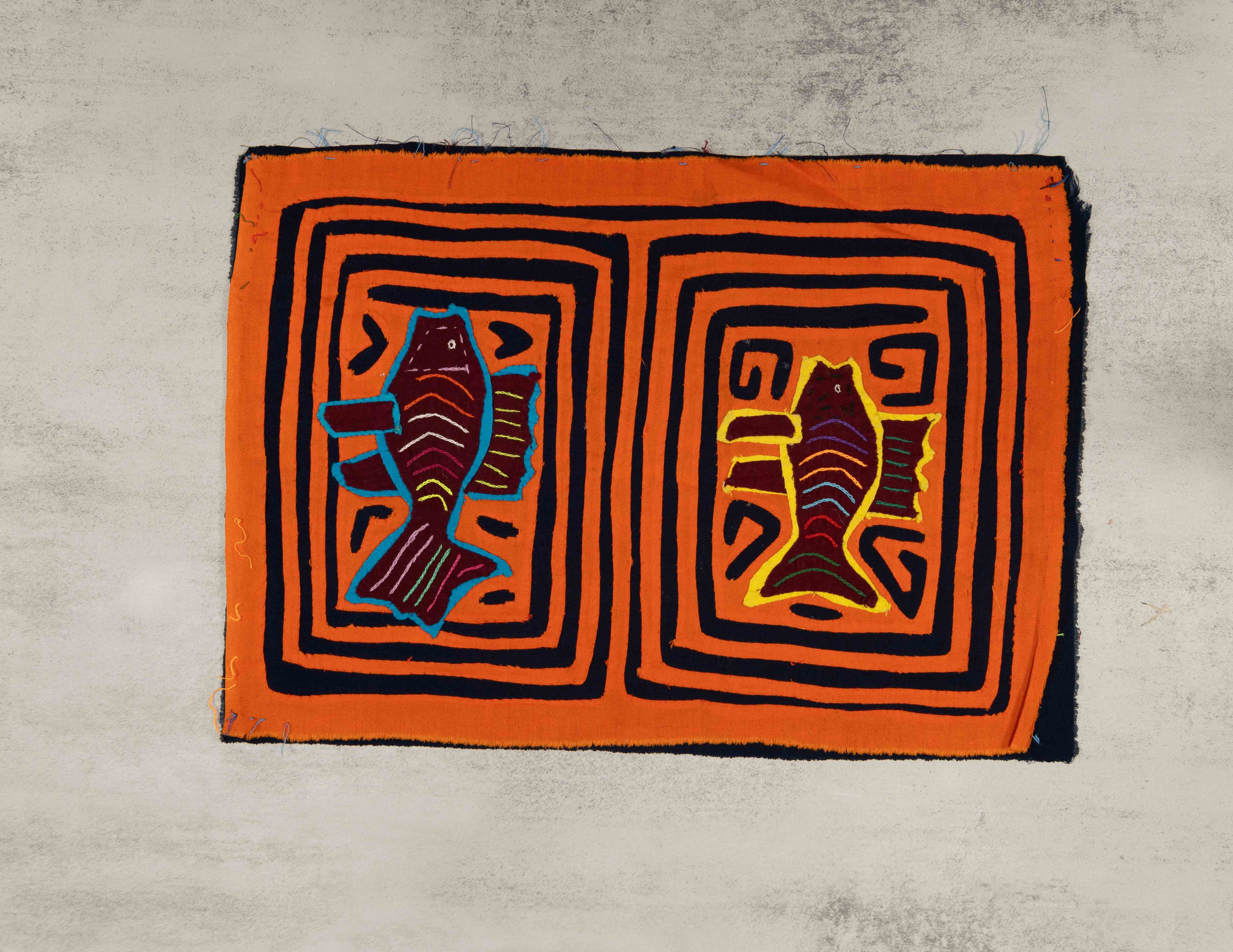 Vintage Orange And Black Fish Mola