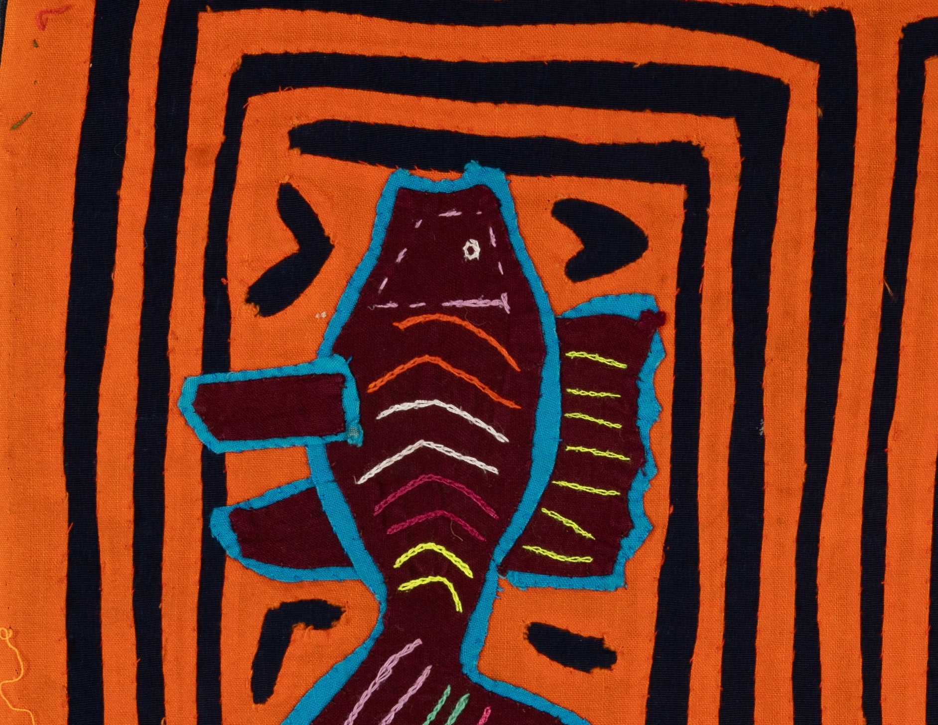 Vintage Orange And Black Fish Mola
