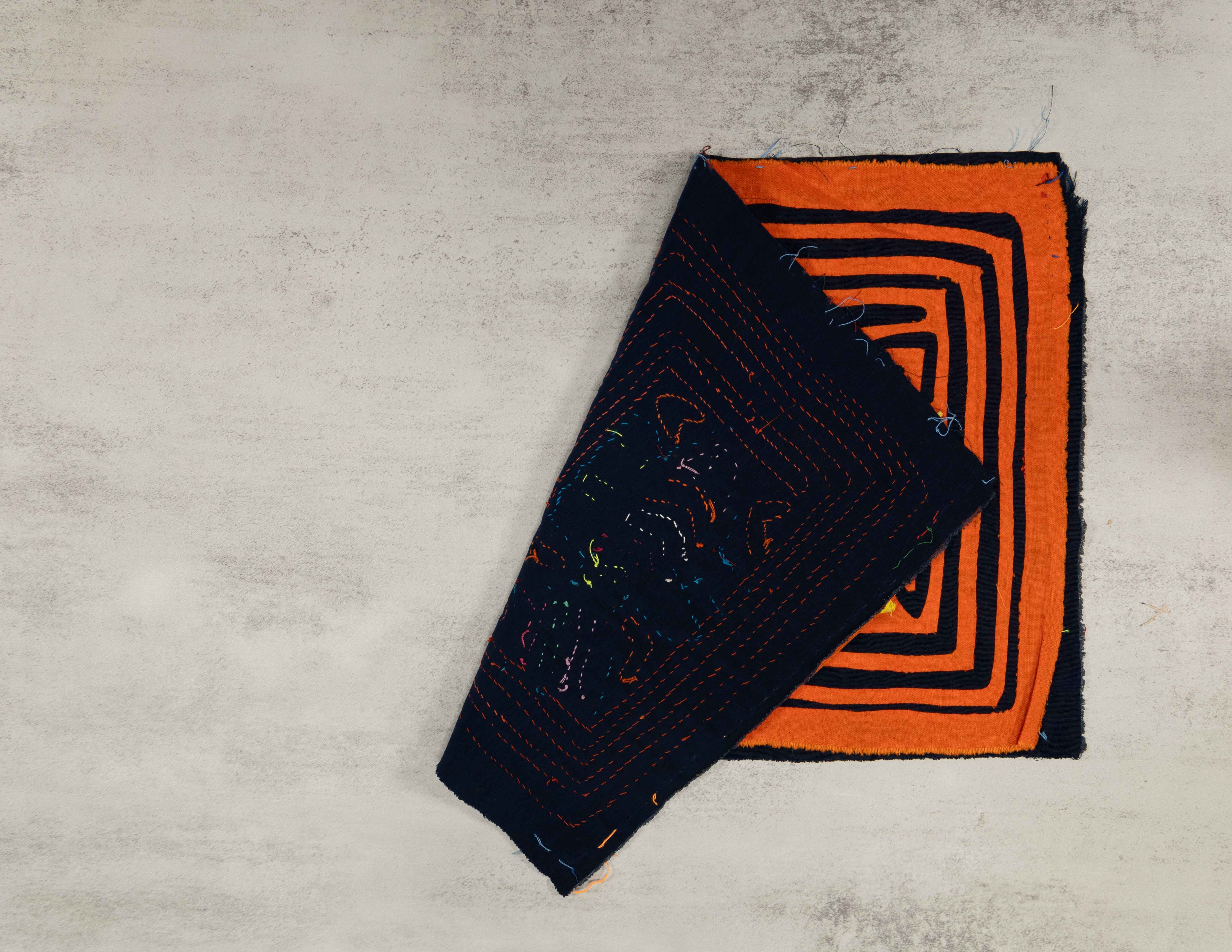 Vintage Orange And Black Fish Mola
